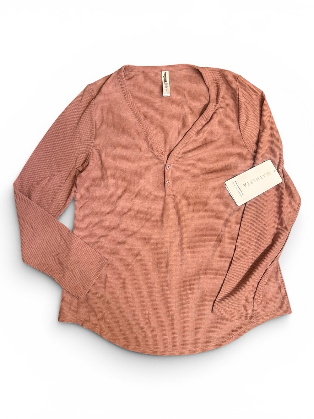 Athleta Waffle Henley Top - Dusty Rose Pink